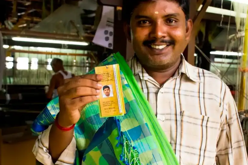 A farmer with his Eco-Logic cotton card